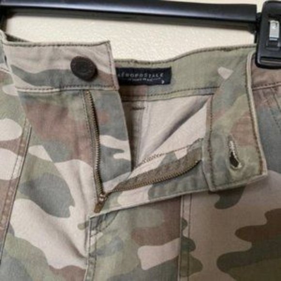 AEROPOSTALE ARMY GREEN CAMO A-LINE MINI SKIRT 6 - Picture 8 of 9